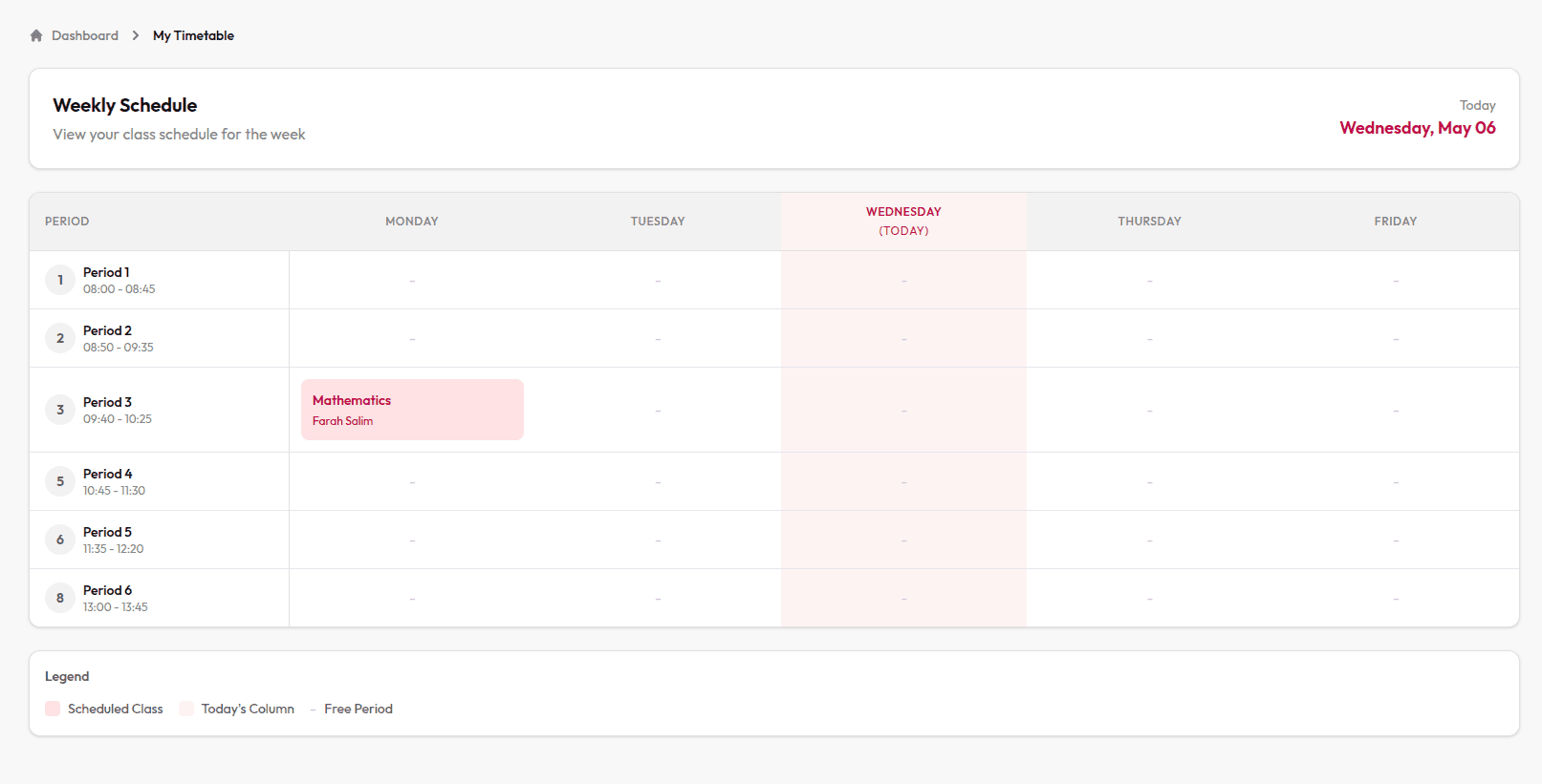 Timetable